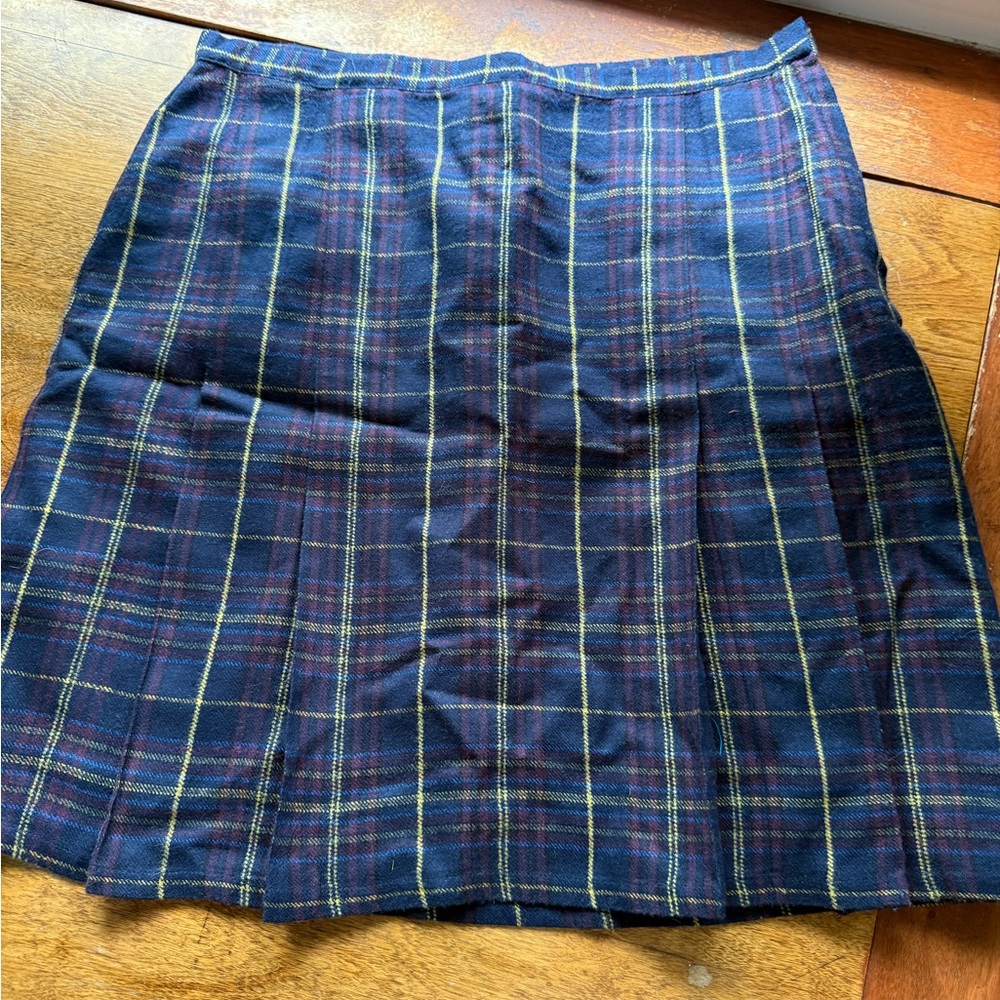 Two Skirts! Elegant Plaid A-Line Skirt - Navy and Purple